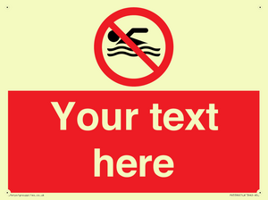 Custom No swimming prohibition Sign